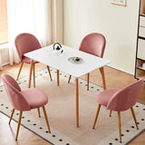 A Set of 4 Dining Chairs With Soft Velvet and Metal Legs, Suitable for Kitchen, Dining Room, Living Room, Lounge (Pink/Green/Blue)