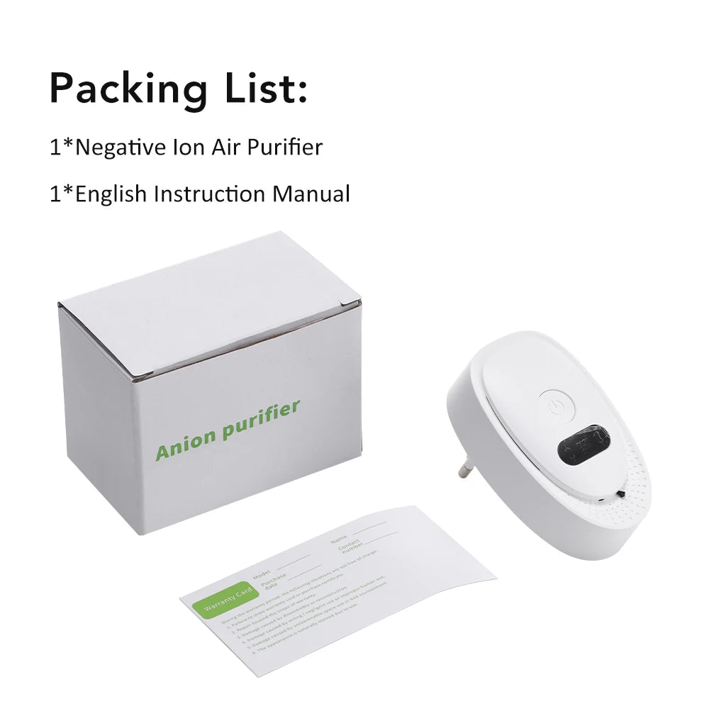 Air Purifier Plug In Negative Ion Ionizer Air Purifier for Household Quiet Operation Ionizer Mini Air Cleaner Toilet Deodorant