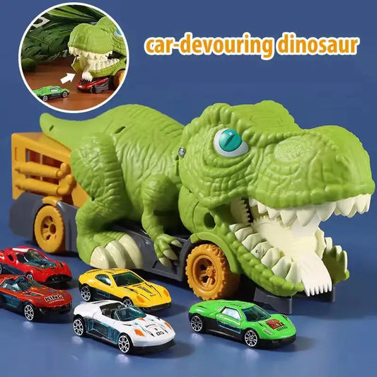 Nuevo juguete de dinosaurio, juego de vehículos para niños, coche, camión transportador, regalo Montessori para niños, pista de carreras con minicoche para niños