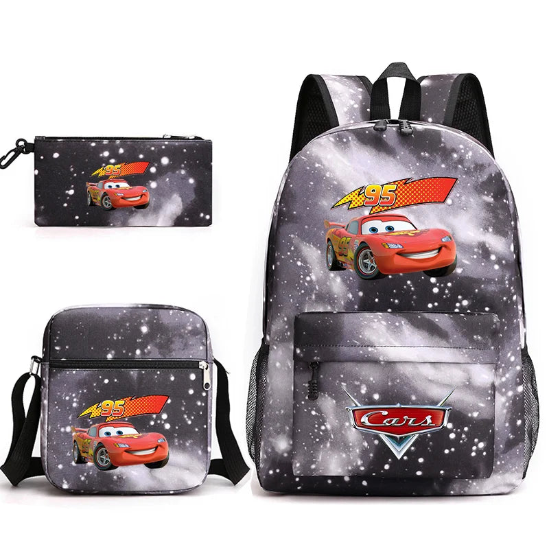 3pcs Disney Pixar Cars Lightning McQueen Students Backpacks Schoolbags Pencil Case Shoulder Bags Boys Girls School Bags Sets