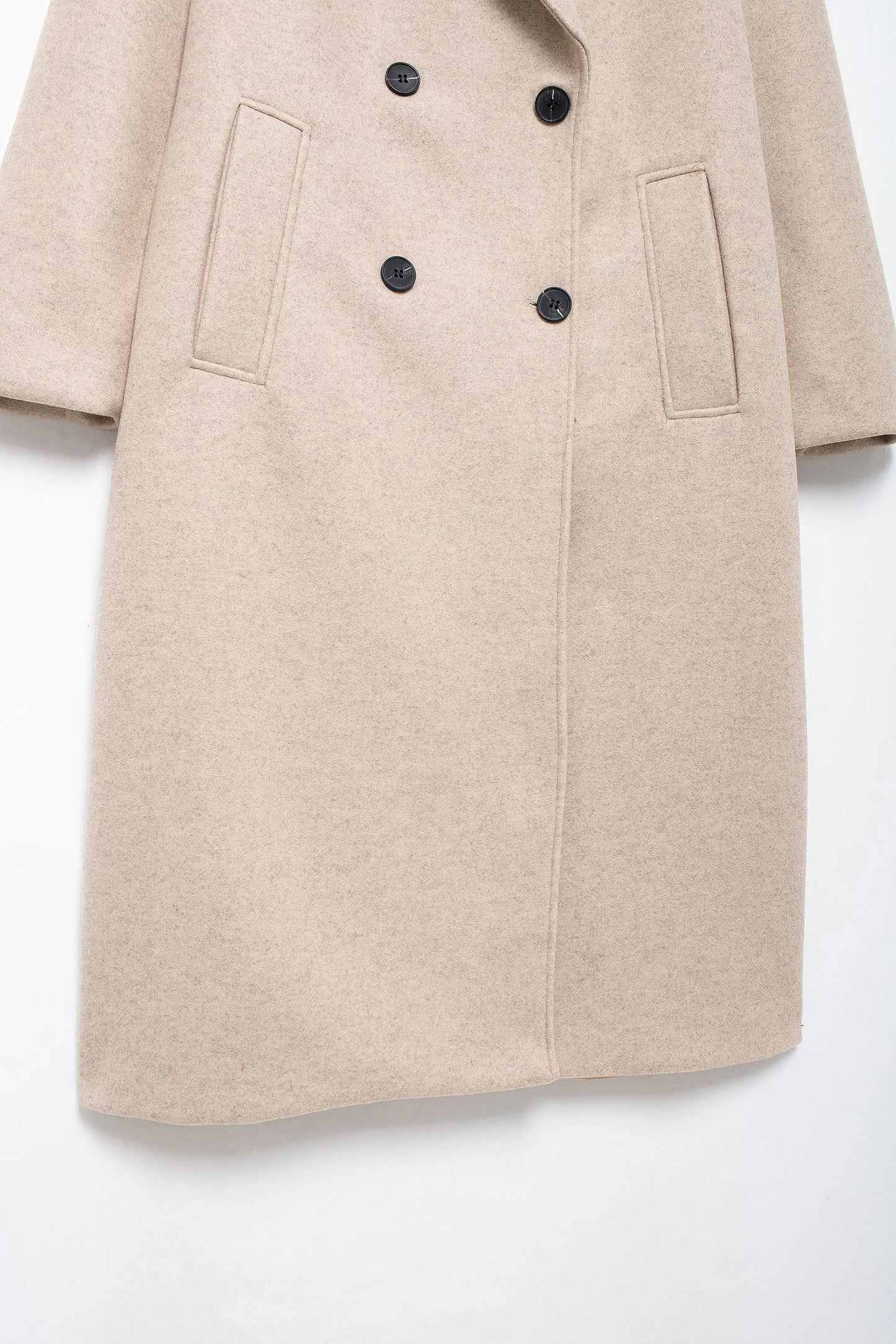 TRAFZA 2024 Autumn New Women Loose Coat Lapel Double Breasted Long Sleeve Jacket Winter Warm Thick Vintage Solid Trench Outwear