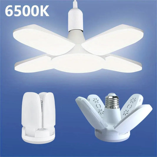 Bombilla LED plegable E27 de 28 W, CA 220 V/110 V, 40 bombillas deformables para iluminación de techo del hogar, almacén y garaje, luz blanca de 6500 K.