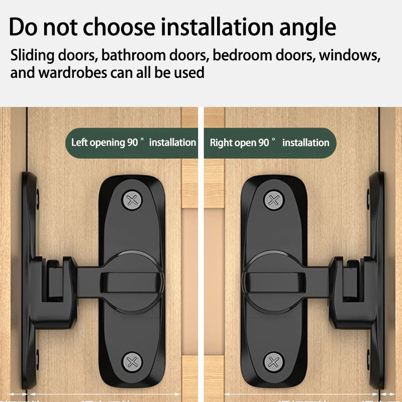 1pc Sliding Door Latch Home Security Latch Bolt Zinc Alloy 90 180 Degree Easy Install Lock Bathroom Sliding Door Bolt Latch