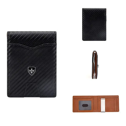 Minimalist men's wallet card bag new baellerry RFID anti-theft brush double fold cross leather card wallet  credit card holder