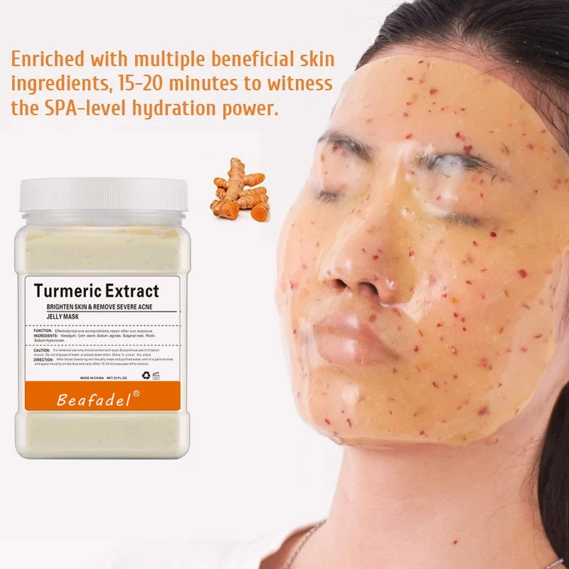 Mascarilla de hidrogelatina suave de 650 g en polvo, mascarilla de hidrogelatina casera, exfoliante con ácido hialurónico, mascarilla facial de rosas para el cuidado de la piel.