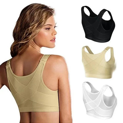 Vest Bras S-5XL Front Closure Posture Corrector Lift Up Bra Women Push Up Cross Back Underwear Shockproof Sports Support Fitness