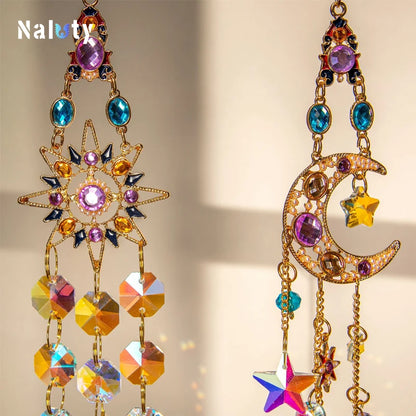 Colgante de cristal para jardín, atrapasol, campanillas de viento, prisma arcoíris, cadena de cristal para ventana, campana colgante, árbol de Navidad, decoración del hogar