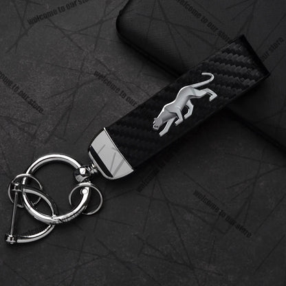 Car Keychain For PUMA ST Cougar Wolf MK3 MK4 MK5 MK6 Logo Carbon Fiber Leather Zinc Alloy Emblem Key Chain Accessories