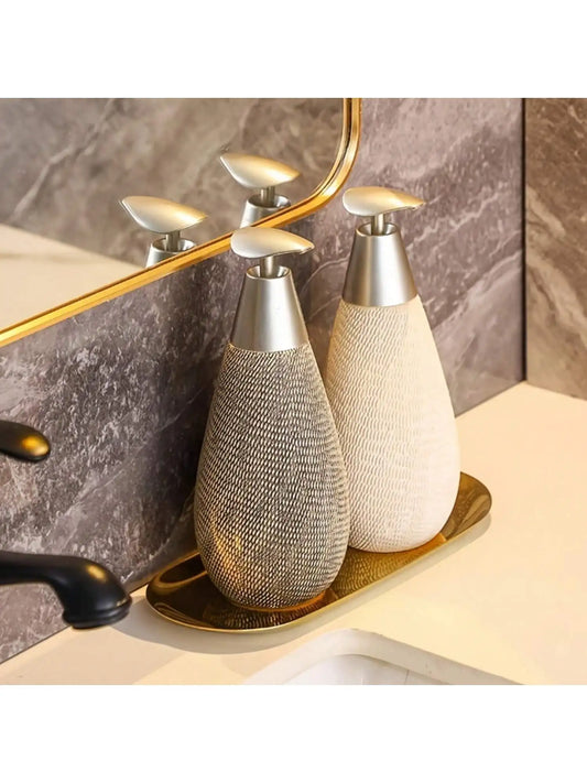 Creative Retro Style Ceramic Push-Type Soap Dispenser With Pump, Hand Soap Bottle, Suitable For Bathrooms Kitchens And Toilets