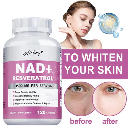 NAD+ Resveratrol Supplements - Anti Aging and Natural Cell Regeneration, for Cellular Health, Strengthens Immune SystemSupplemen