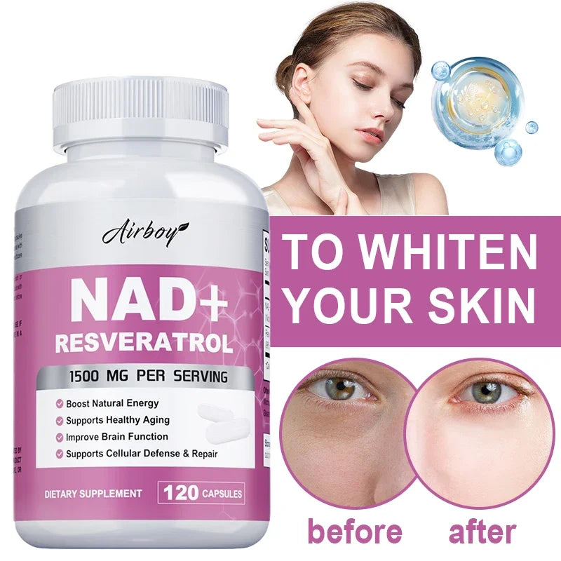 NAD+ Resveratrol Supplements - Anti Aging and Natural Cell Regeneration, for Cellular Health, Strengthens Immune SystemSupplemen