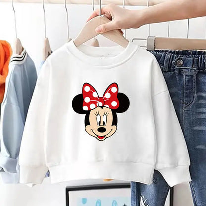 Sudadera de Minnie para niña, de primavera y otoño, holgada, de manga larga, con dibujos animados de Disney, para niños, con cuello redondo
