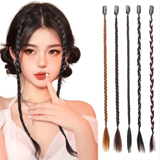 Synthetic 2pcs Braid Wig With Strong BB Clip Lightweight Box Braid Ponytail Hair Piece for Women