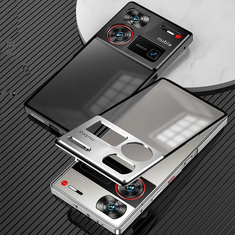 Funda con marco de metal magnético para Nubia Z60 Ultra, carcasa trasera de acrílico y metal, a prueba de golpes, ultrafina, para Nubia Z60 Ultra
