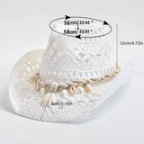 Summer Hand-Woven Straw Hat for Women Shell Decoration Holiday Beach Sun Hat Panama Hat for Women