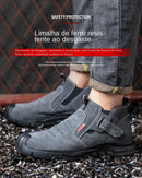 Genuine Leather Cow Suede Safety Work Shoes For Men Composite Head Anti Nail Anti Static Welding Shoes Indestructible Boots