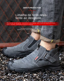 Genuine Leather Cow Suede Safety Work Shoes For Men Composite Head Anti Nail Anti Static Welding Shoes Indestructible Boots