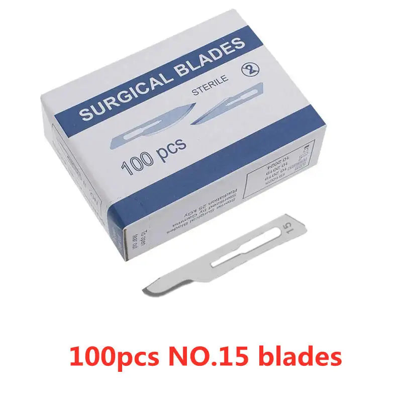 20-100pcs NO.10-15C Carbon Steel Carving Metal Scalpel Blades Handle DIY Cutting Repair Animal Surgical Knife Tool Box Non Slip