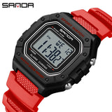 SANDA 2156 Fashion Men's Watch Military Water Resistant Sport Watches Army Big Dial LED Digital Wristwatches Stopwatches for Male