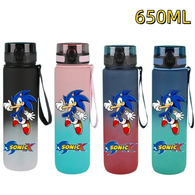650ML Sonic Hedgehog Sport Water Bottle Large Capacity Cartoon Portable Plastic Water Bottle Drinking Cup Student Birthday Gifts