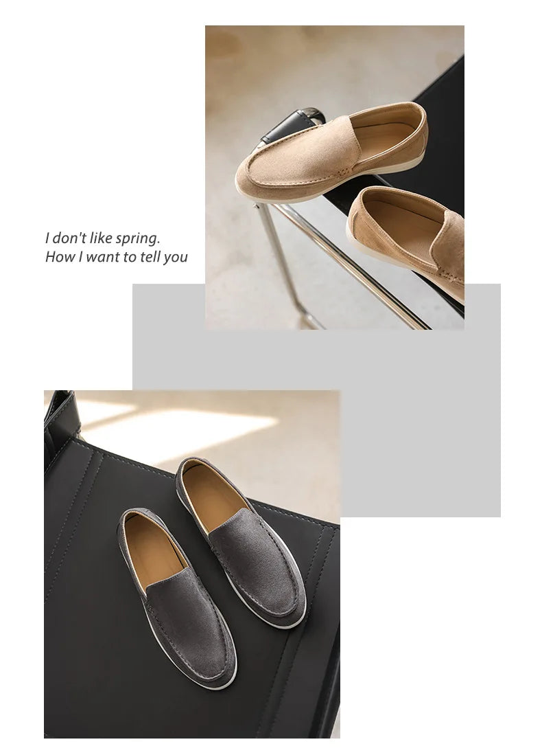 Men's Flat Loafers 2025 Frosted Suede Flat Shoes Comfortable Non-Slip Fashion Loafers Lightweight Trendy Outdoor Casual Shoes