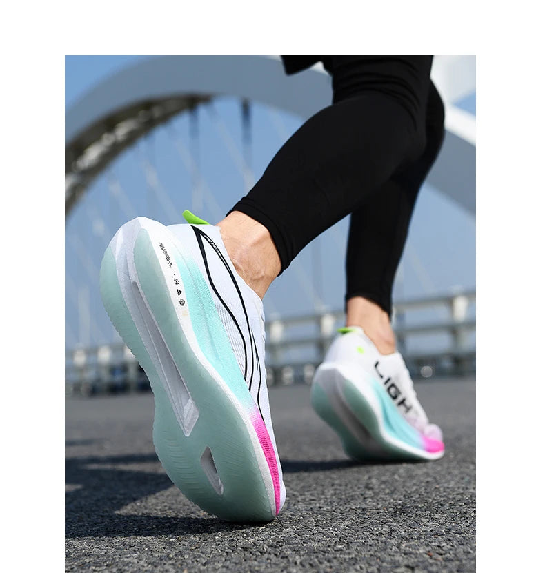 Marathon Cushion Carbon Plate Sports Running Shoes Men Breathable Lightweight Women Comfortable Nonskid Speciality Sneakers 45