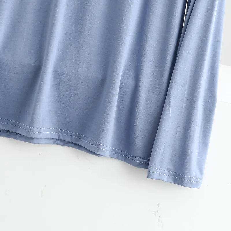 Modal Bottoming Tshirt Long sleeves thin Mask T-shirts Solid color V-Neck Base Tee Tops Plus size loose undershirt all match