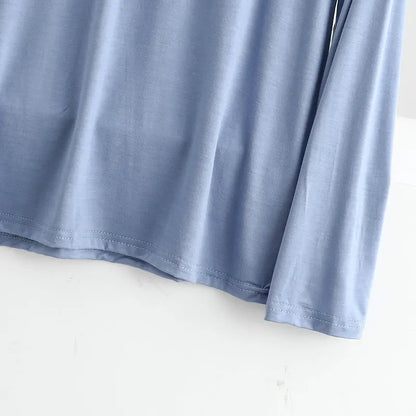 Modal Bottoming Tshirt Long sleeves thin Mask T-shirts Solid color V-Neck Base Tee Tops Plus size loose undershirt all match