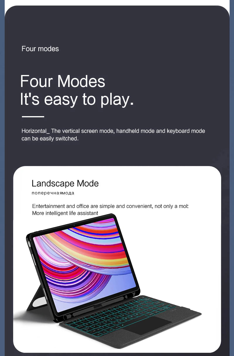 AJIUYU Backlight Magic Keyboard For XiaoMi Redmi Pad Pro 12.1 inch Folio Smart Case Portuguese Spanish Arabic Keyboard Cover