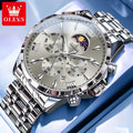 OLEVS 3653 Mens Watch Quartz Watch Multifunctional Chronograph Watch For Men 30M Waterproof Luminous Moon Phase Box Original