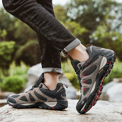 HIKEUP Men Shoes Breathable Splashproof Outdoor Hiking Shoes Mountain Climbing Sport Men Hunting Trekking Sneaker