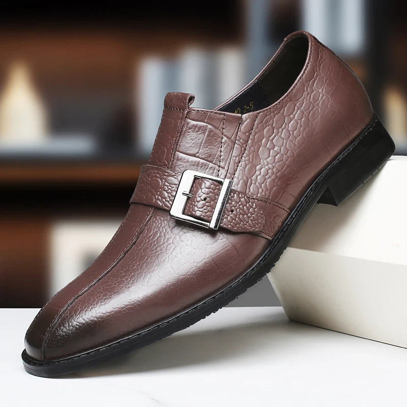 British Style Genuine Leather Wedding Oxfords Business Shoes Mens Casual Leather Crocodile Pattern Office Work Shoes Dress Shoes