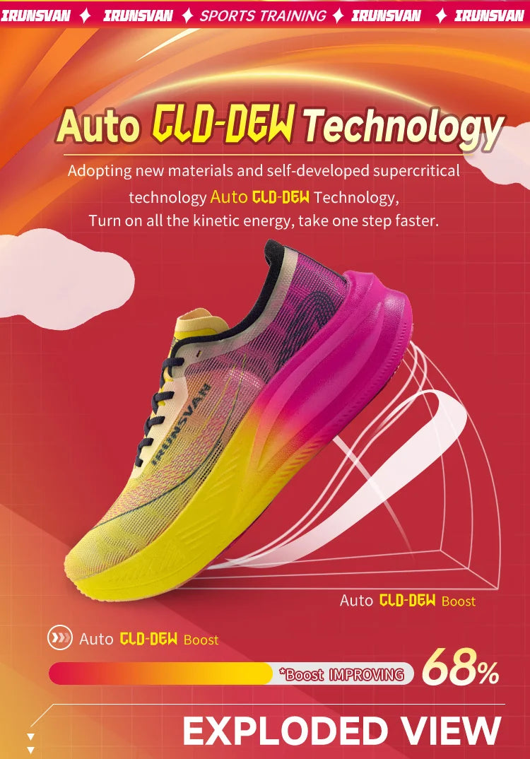IRUNSVAN Nylon Carbon Plate Professional Marathon Running Shoes for Men Lightweight Cushioning Training Outdoor Sneakers Women