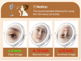 8 Inch Makeup Mirror With Light Lamp 10X Magnification 3 Color Lights,Adjustable Brightness Height Standing Cosmetic Mirror