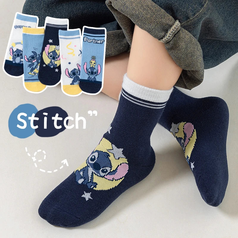 5 pares de calcetines para niños con puntadas de dibujos animados, calcetines para niño, calcetines de tubo medio para primavera y otoño, calcetines bonitos de algodón para niños, calcetines para niña, talla 1-12 años