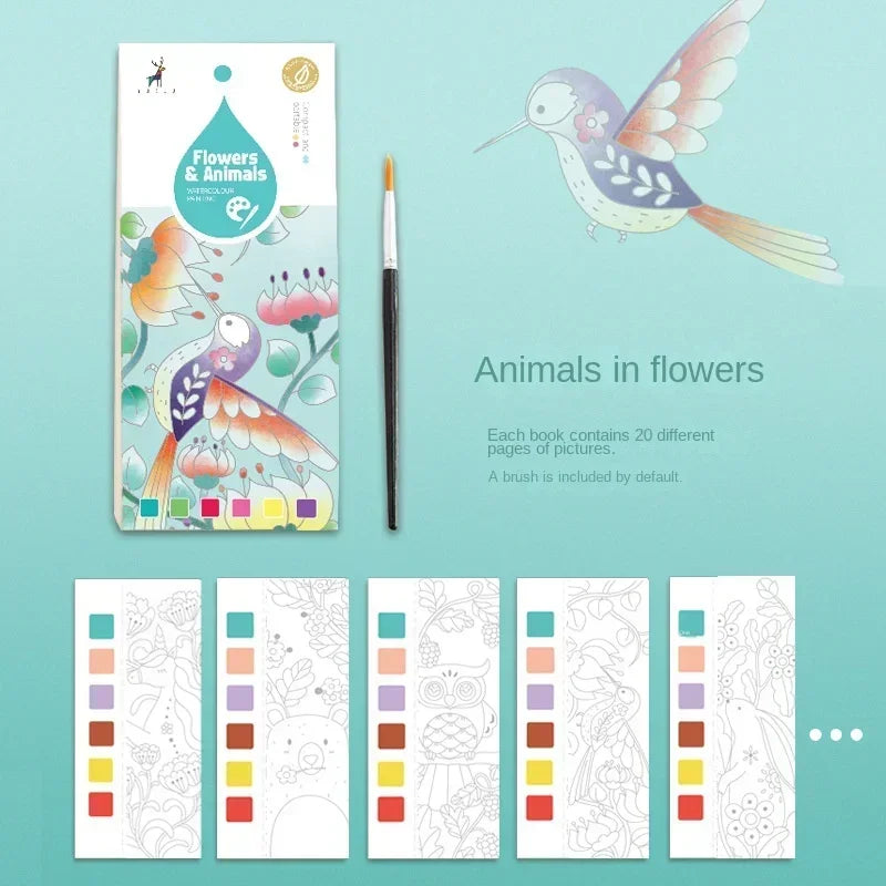 20 Sheets Portable Children Watercolor Painting Book Paint with Water Kids Gouache Graffiti Picture Coloring Drawing Toys Gifts