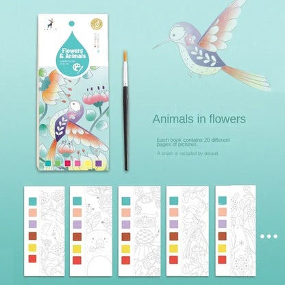 20 Sheets Portable Children Watercolor Painting Book Paint with Water Kids Gouache Graffiti Picture Coloring Drawing Toys Gifts