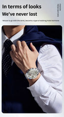 OLEVS 3653 Mens Watch Quartz Watch Multifunctional Chronograph Watch For Men 30M Waterproof Luminous Moon Phase Box Original