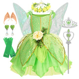Vestido de Fada Sininho (Tinkerbell) para Meninas – Fantasia de Princesa Fada das Flores para Cosplay e Festas de Natal