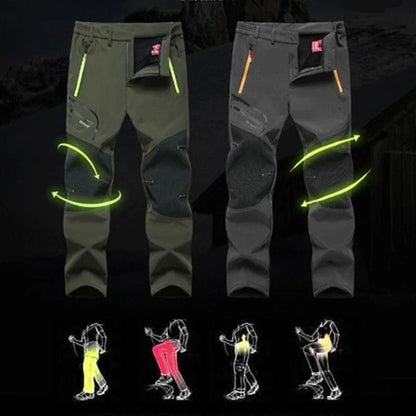 Mens Autumn Winter Outdoor Windproof Waterproof Breathable Warm Hiking Casual Trousers Camping Climbing Skiing Fleece Long Pants