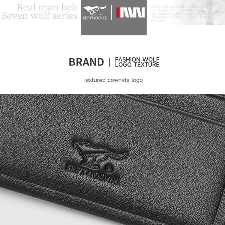 Septwolves Genuine Leather Wallets For Men Original Leather Wallet Man Cowhide Wolf Pattern With Brand Box Father Lover Gift