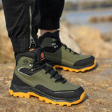 Rotary Buckle Men's Work Boots Safety Steel Toe Indestructible Shoes Anti-smash Puncture-Proof Work Shoes 38-47