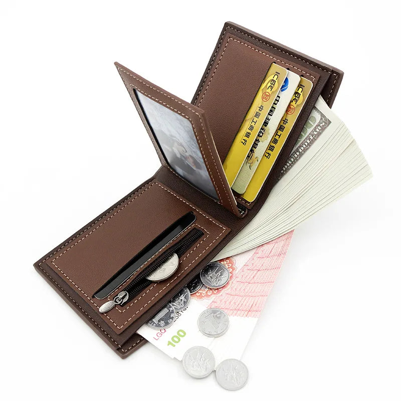 2023 New Short Men Wallets Slim Card Holder Male Purses Luxury PU Leather Coin Pocket High Quality Small Men's Wallet