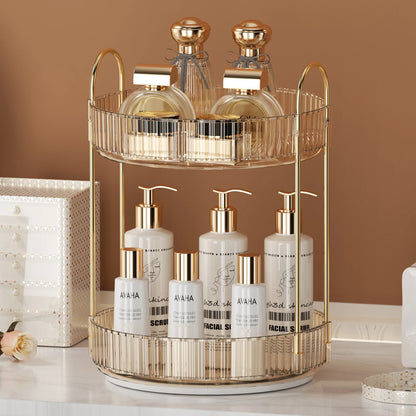 Rotating Makeup Organizer for Vanity 3 Tier Skincare Organizers Large Storage Bathroom Countertop Clear Cosmetic Holder Dresser