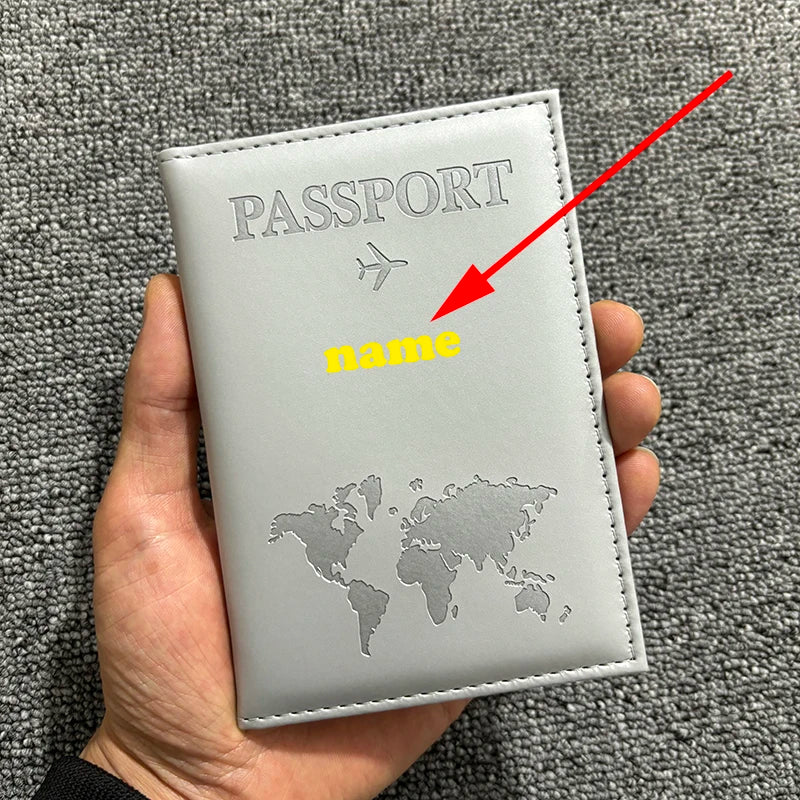 Funda de pasaporte personalizada con nombre en color dorado, billetera de viaje para hombre y mujer, porta pasaporte personalizable con nombre, tarjetero de presentación