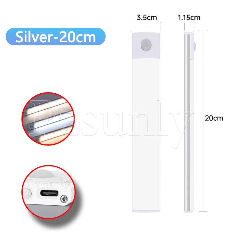Night light LED Cabinet Light USB Rechargeable Motion Sensor Light Suitable For Kitchen Wardrobe Cabinet Lighting 30cm/40cm/50cm