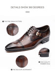 Nice Men Black Brown Leather Oxford Brogue Dress Shoes Office Men's Leather Men's Pair with Suit Jeans Side Lace Up Buckle Stylish