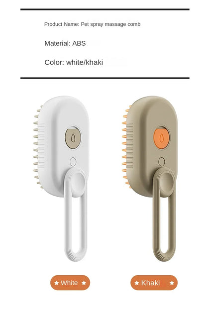 3-in-1 Dog and Cat Electric Brush Cleaning Steam Brush Spray Massage Comb Retractable Handle Pet Grooming Hair Removal Brush