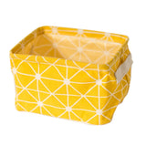 Small Foldable Canvas Storage Basket With Handle Cotton And Linen Desktop Storage Box Small Fresh Waterproof Storage Basket 1PC