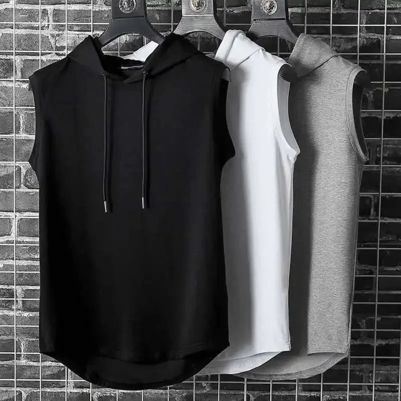 M-3XL regata masculina colete sem mangas camisetas com capuz masculino t camisa ginásio exercício esportes camisa de golfe estilo coreano casual cor sólida